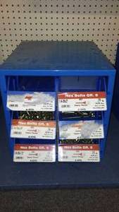 lot 4 image: 6 Compartment Hardware Organizer with contents.