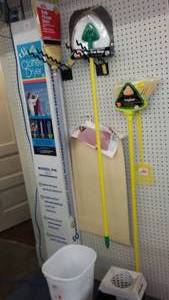 lot 14 image: Umbrella Clothesline, Brooms, Mops plus more.