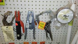 lot 38 image: Welding Mig Wire, Ground Clamp, locking C clamp and more.