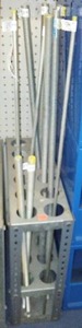 lot 43 image: Assorted threaded rods and metal organizer.