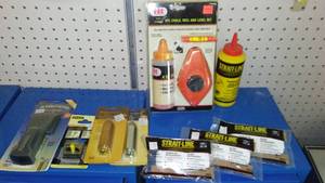 lot 68 image: Plumb Bob (2) Chalk, line, stud finder and more.
