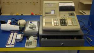 lot 193 image: Sharp Cash register, Drawer and More. Does not power on.