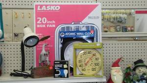 lot 202 image: Box Fan, Clock, Dcor and more.