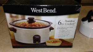 lot 120 image: West Bend Stainless 6 qt. Slow Cooker.