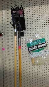 lot 281 image: Shingle Shovel, Rake and Grass Hook.