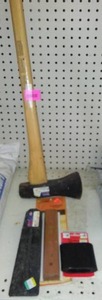 lot 293 image: Axe, Splitter, Sharpening Sticks.