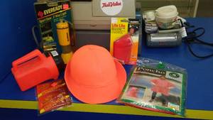 lot 221 image: All Weather Poncho, Flashlights, Hand warmers and More.