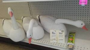 lot 231 image: Geese Lawn Ornaments (3), Weights and Trap Tags.