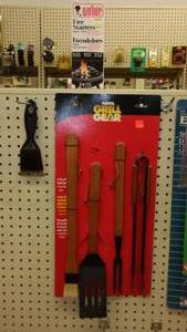 lot 244 image: BBQ Utensil Set and Fire Starter.
