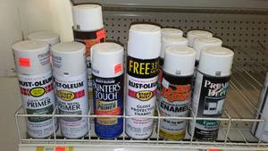 lot 327 image: Spray Paint Cans (12), Assorted Brands White.