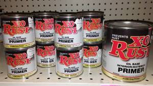 lot 332 image: Paint Cans (8), Qt. (1) X-O Rust, Gray Primer.