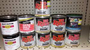 lot 333 image: Paint Cans (11), Qt. X-O Rust, Black, Yellow.