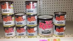 lot 334 image: Paint Cans (10), Qt. (1) X-O Rust, Off White, White.