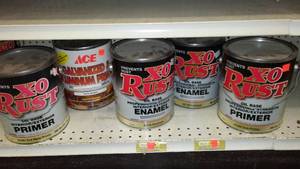 lot 340 image: Paint Cans (5) Gal. X-O Rust, Gray.