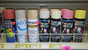 lot 345 image: Spray Paint Cans (12), Mostly Premium Dcor Assorted Colors.