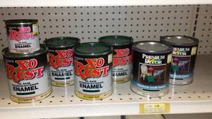 lot 348 image: Paint Cans (1), Qt. (6) X-O Rust, Greens.