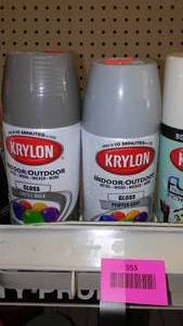 lot 355 image: Spray Paint (8) Krylon, Assorted Color Blk, Gry Blue.