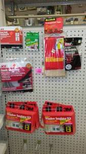 lot 400 image: Window Insulation Kit (4) Rope Caulk, Weather Strip, Seal and More.