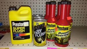 lot 464 image: Power Steering fluid (5) Super Flush (2) radiator Flush (3).