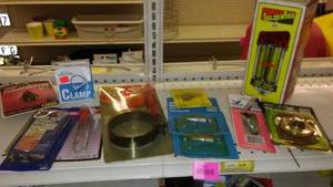lot 462 image: Misc. Automotive. Fuel Filter, Anti Freese tester, Oil wrench, muffler clamps and More.