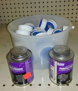 lot 523 image: Pipe Tread Tape and PVC and CPVC Purple Primer (2) .