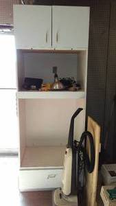 lot 720 image: Peg Board Shelving, Storage Cabinet with Contents