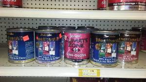 lot 619 image: True value and Valspar 1 qt. (12) Assorted tint Base and Finish.