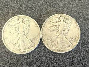 lot 17 image: 2 1947 Walking Liberty Half Dollars
