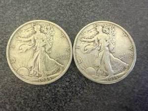 lot 30 image: 1935 S & 1935 P Walking Liberty Half Dollars