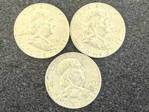 lot 39 image: 3 1963 D Franklin Half Dollars