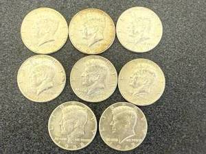 lot 44 image: 8 Kennedy Half Dollars 40% Silver