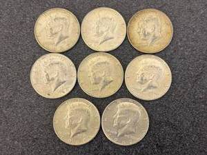 lot 45 image: 8 Kennedy Half Dollars 40% Silver