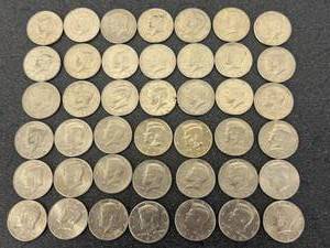 lot 46 image: 42 Kennedy Half Dollars 1971-