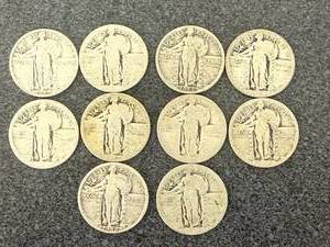lot 52 image: 10 Standing Liberty Quarters
