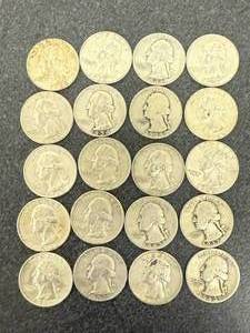 lot 54 image: 20 Silver Washington Quarters