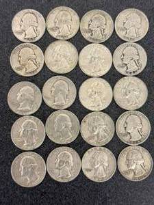 lot 55 image: 20 Silver Washington Quarters
