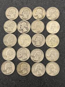 lot 57 image: 20 Silver Washington Quarters