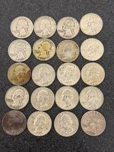 lot 59 image: 20 Silver Washington Quarters