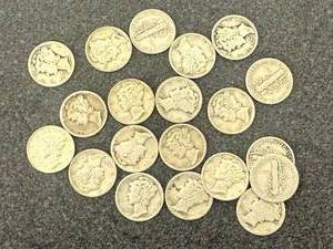 lot 65 image: 20 Mercury Dimes