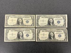 lot 72 image: 4 US Mint $1 Silver Certificates