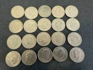 lot 79 image: 20 Ike Dollar Coins