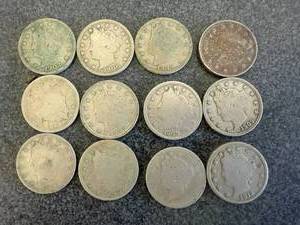 lot 81 image: 12 Liberty Head V Nickels
