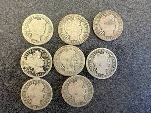 8 Mixed Date Barber Dimes