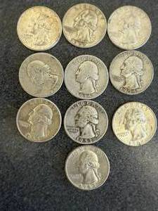 lot 83 image: 10 Silver Washington Quarters