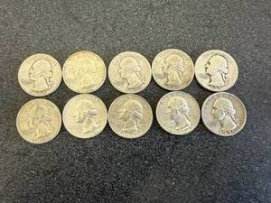 lot 85 image: 10 Silver Washington Quarters