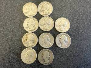 lot 86 image: 10 Silver Washington Quarters
