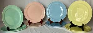Vintage Lu-Ray Pastels - Set of 8 - 9" Dinner Plates (2 Yellow, 2 Pink, 2 Blue, 2 Green)