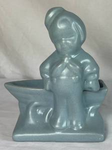 lot 41 image: Vintage Haeger Lil Boy Sailor with Boat Planter Dusty Boat 7 H x 5.5 W