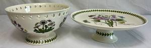 lot 46 image: Portmeirion Botanic Garden Pierced Compote Footed Bowl and Cake Stand