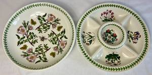 lot 57 image: Portmeirion Botanic Garden Pasta Bowl 13 and Chip and Dip with 5 sections 13.75